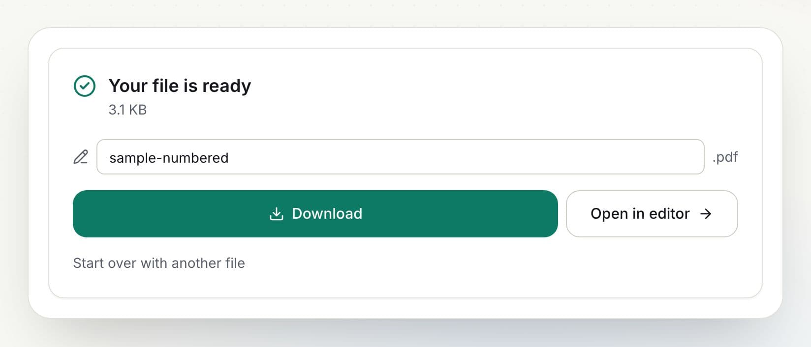 How to add page numbers to a PDF: step 4, download the result in PDFella