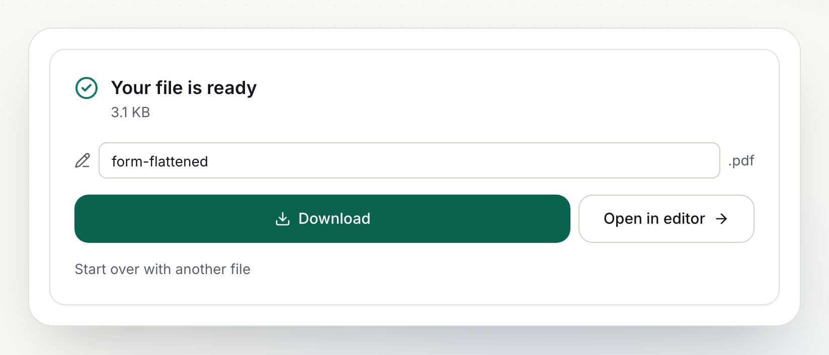 How to flatten a PDF: step 3, download the result in PDFella