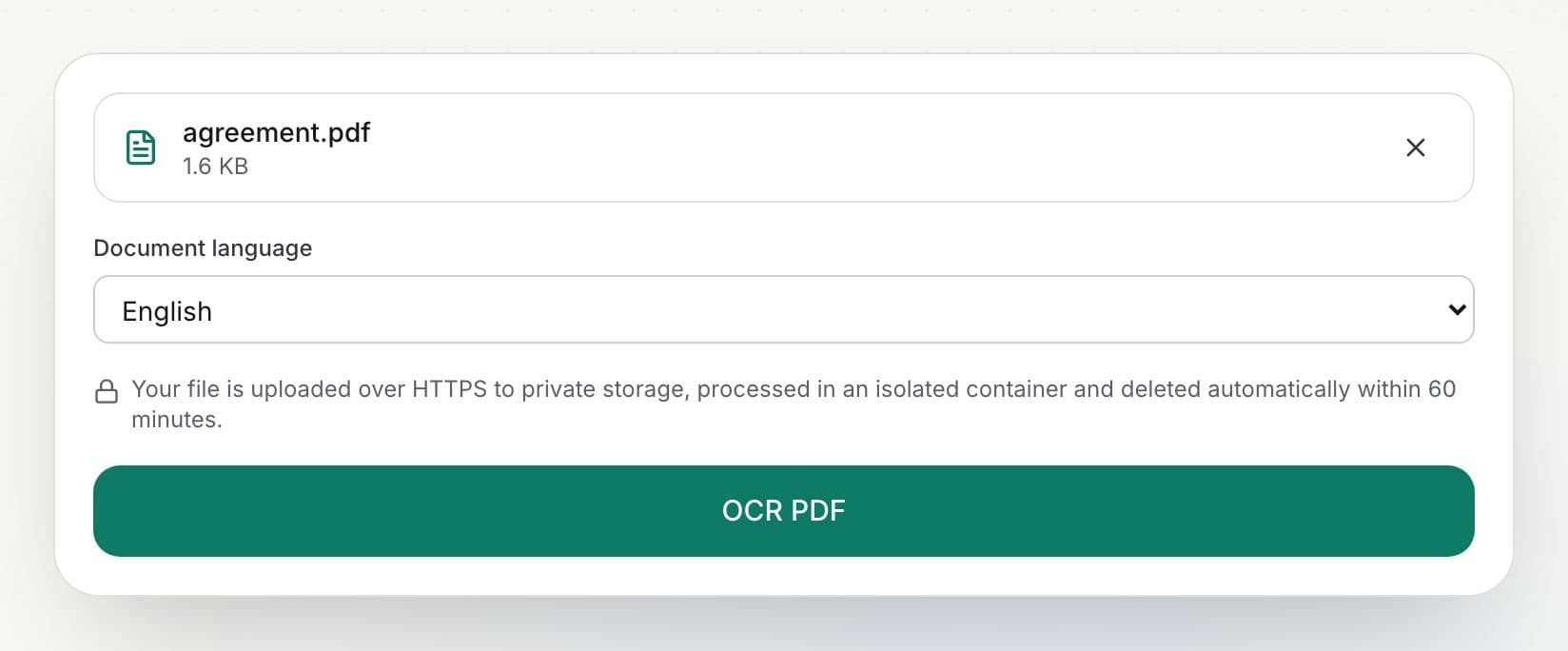 How to OCR a PDF: step 2, choose the language in PDFella