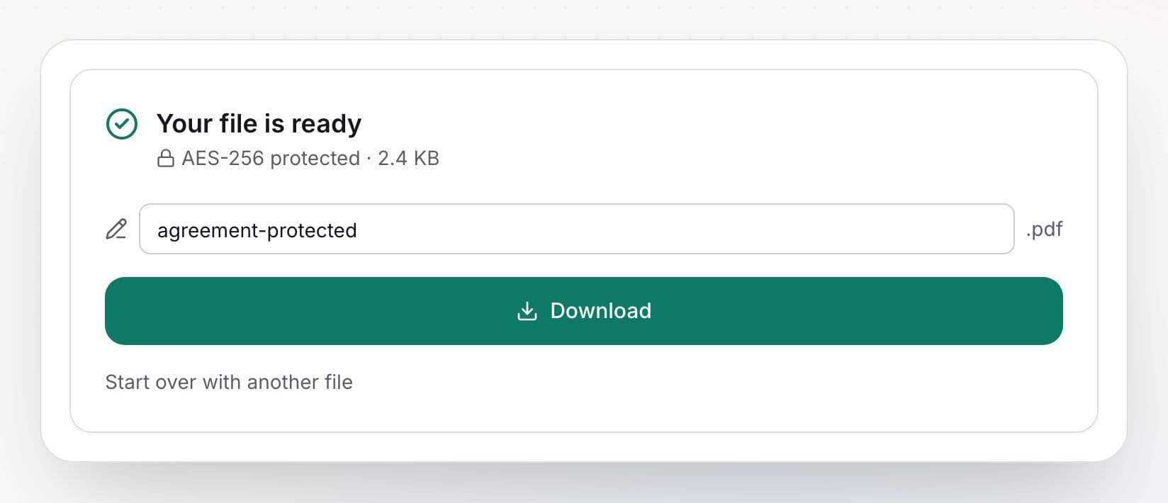 How to password protect a PDF: step 4, download the result in PDFella