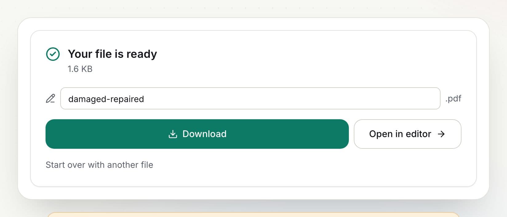 How to repair a PDF: step 3, download the result in PDFella